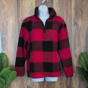 Boxercraft Buffalo Plaid Fleece Pullover 1/4 Zip Jacket XS          C507